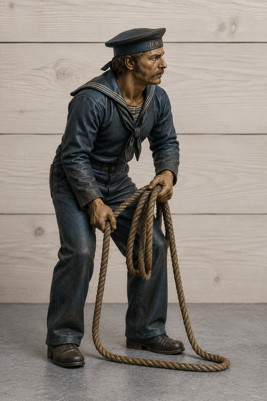 N83 Late Victorian Royal Navy Sailor – Handling Rope Pose – Unpainted Scale Model Figure