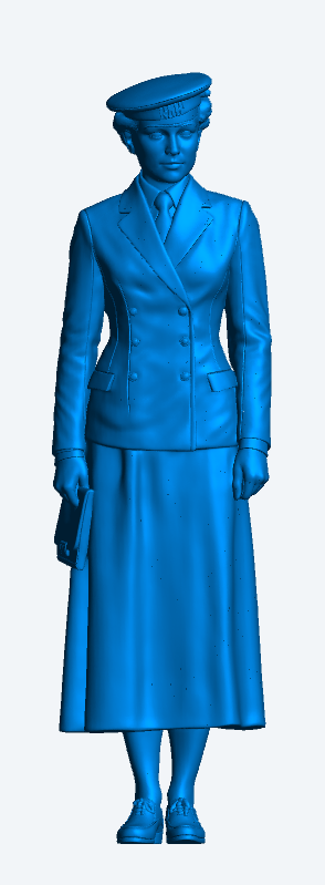 N85 WWII WREN Women's Royal Naval Service – Standing with Dispatch Case – Unpainted Scale Model Figure