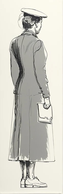N85 WWII WREN Women's Royal Naval Service – Standing with Dispatch Case – Unpainted Scale Model Figure
