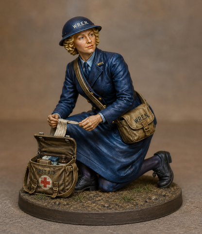 N88  Women's Royal Naval Service Administering First Aid – Unpainted Scale Model Figure