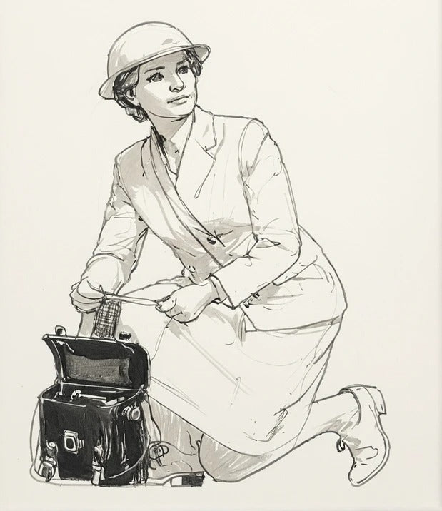 N88  Women's Royal Naval Service Administering First Aid – Unpainted Scale Model Figure