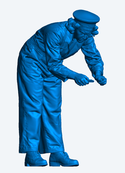N91 Women's Royal Naval Service (WRNS) Engineer or Mechanic in Coveralls – Working Pose – Multi Scale – Unpainted
