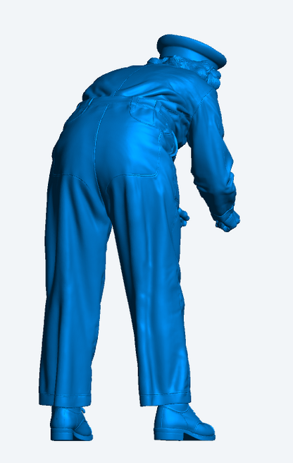 N91 Women's Royal Naval Service (WRNS) Engineer or Mechanic in Coveralls – Working Pose – Multi Scale – Unpainted
