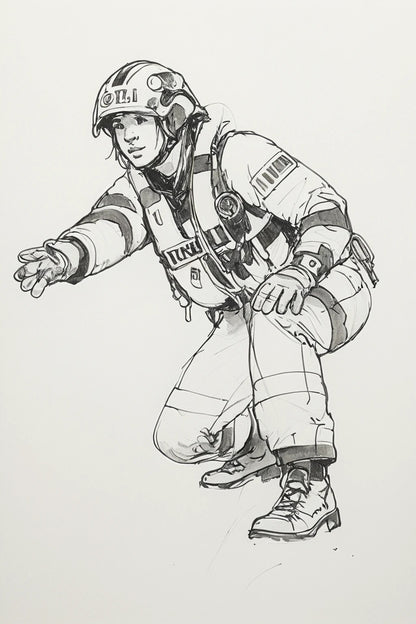 R1 Female RNLI Lifeboat Rescue Crew Model Figure – Dynamic Action Pose Unpainted