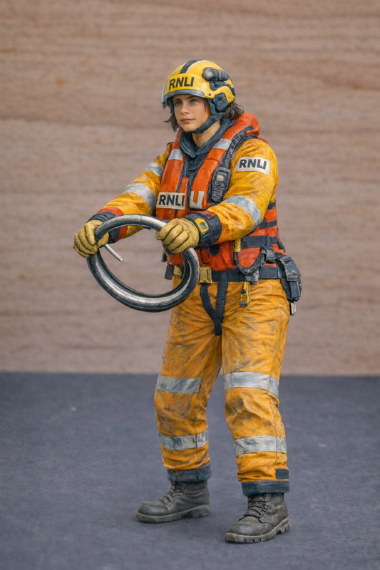 R2 Female RNLI Lifeboat Crew Figure – Helm Position | Unpainted Multiscale Model