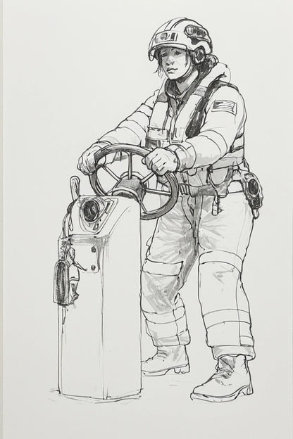 R2 Female RNLI Lifeboat Crew Figure – Helm Position | Unpainted Multiscale Model