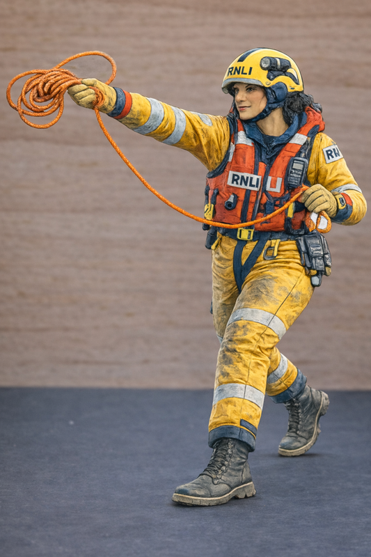 R7 Female RNLI Lifeboat Crew Figure – Throw Line Rescue | Unpainted Multiscale Model