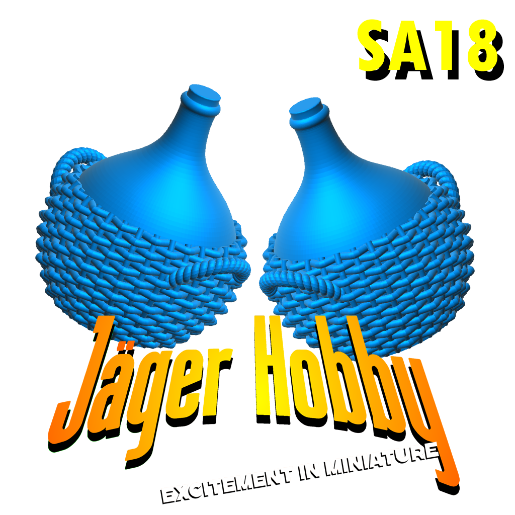 SA18 Scale Model Cork-Topped Water Wine Pottery Bottle with Rope Handles | Jager Hobby