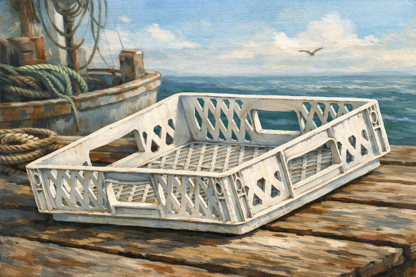 SA98 Commercial Fishing Boat Plastic Tray – Stackable – UNPAINTED