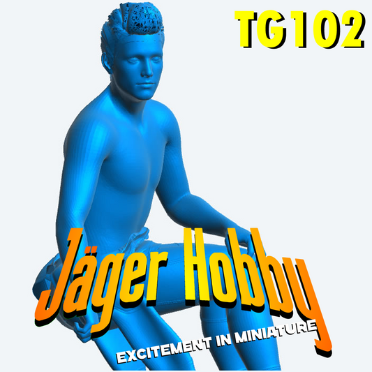 TG102 Scale model Seated Man – Wetsuit Top Unzipped & Removed