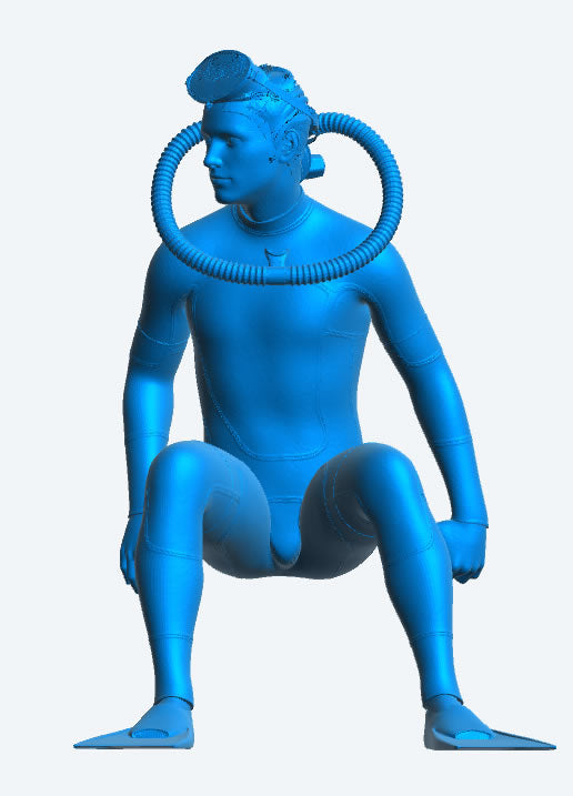 TG103 Model Figure  Scuba Diver – Seated with Tank & Rebreather, Preparing to Dive