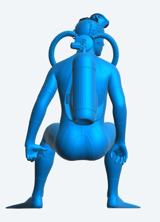 TG103 Model Figure  Scuba Diver – Seated with Tank & Rebreather, Preparing to Dive