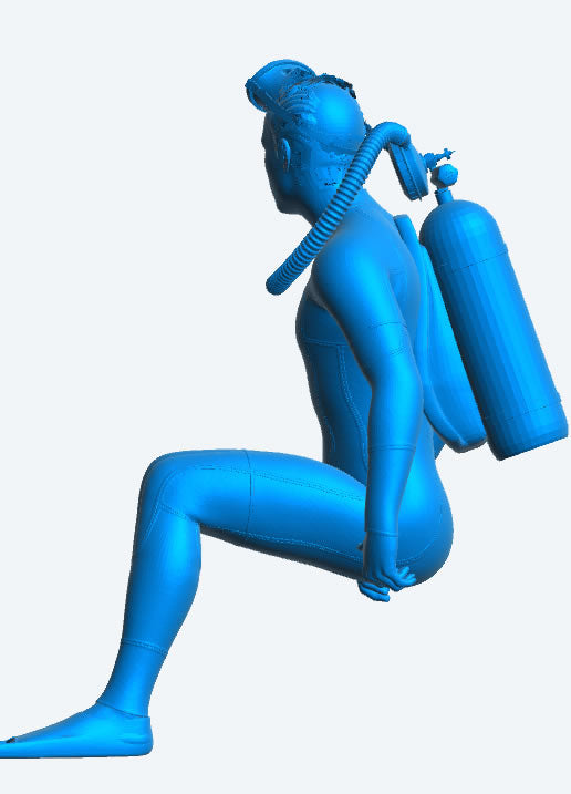 TG103 Model Figure  Scuba Diver – Seated with Tank & Rebreather, Preparing to Dive