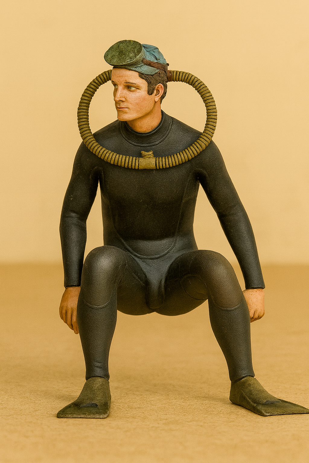 Model Figure  Scuba Diver – Seated with Tank & Rebreather TG103 