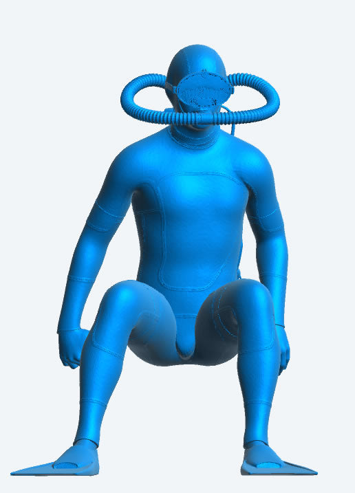 TG104 Model Figure Seated Scuba Diver – Full Wetsuit, Mask On & Breathing Through Mouthpiece