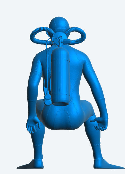 TG104 Model Figure Seated Scuba Diver – Full Wetsuit, Mask On & Breathing Through Mouthpiece