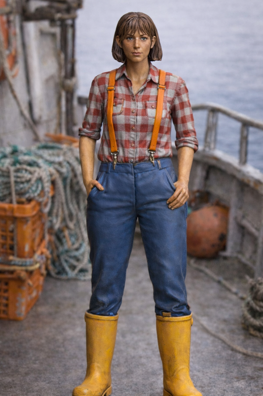 TG110 Female Ship Deck Crew – Waterproof Trousers, Unpainted Scale Model Figure