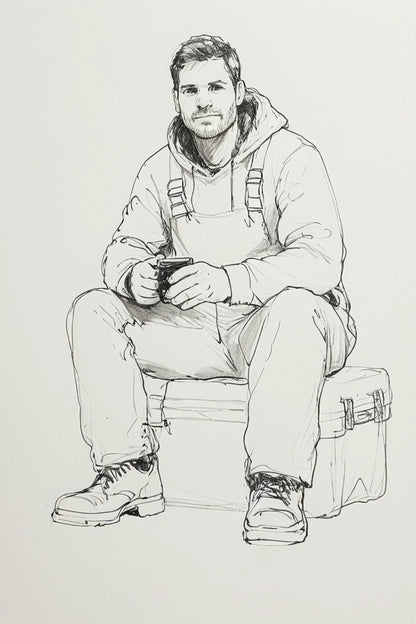 TG111 Seated Deck Crewman Taking a Break – Holding Mug UNPAINTED