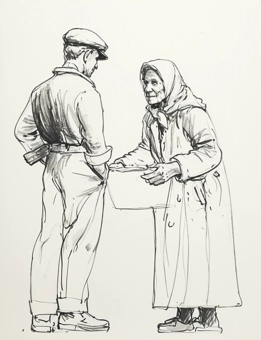 TG114 Older Herring Woman – Headscarf & Basket UNPAINTED