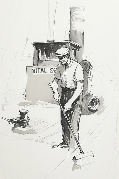 TG11 Mobile Marine VIC Vital Spark Deck crew sweeping swabbing