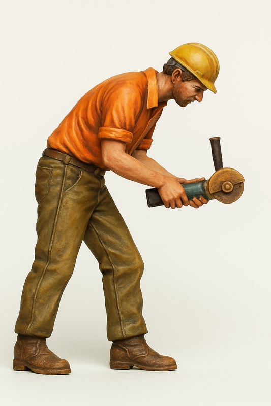 TG16b Euro-Girl Modern Harbour work boat tug Figure with angle grinder