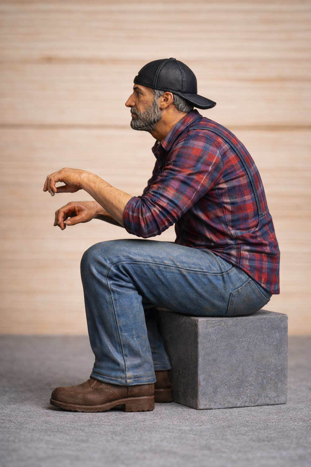 TG25D Tamiya Unpainted Truck Driver Modern Seated Model Crew Figure