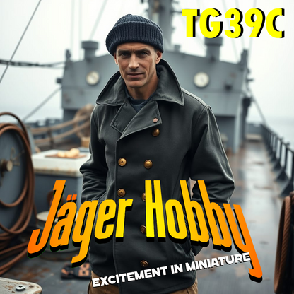 Jager Hobby TG39C – WWII Navy Deck Crew Rating in Moleskin Jacket and Woolly Cap, Hands in Pockets Scale Model Figure, Multiple Scales Available