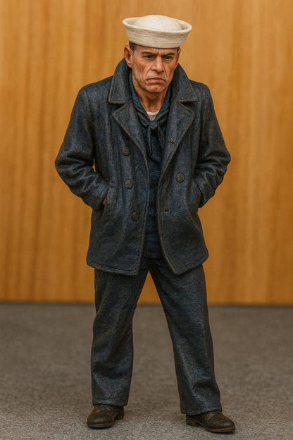 Jager Hobby TG39 – WWII Navy Rating Crew Figure in Windcheater with Hands in Pockets (Scale Model Figure, Multiple Scales Available)