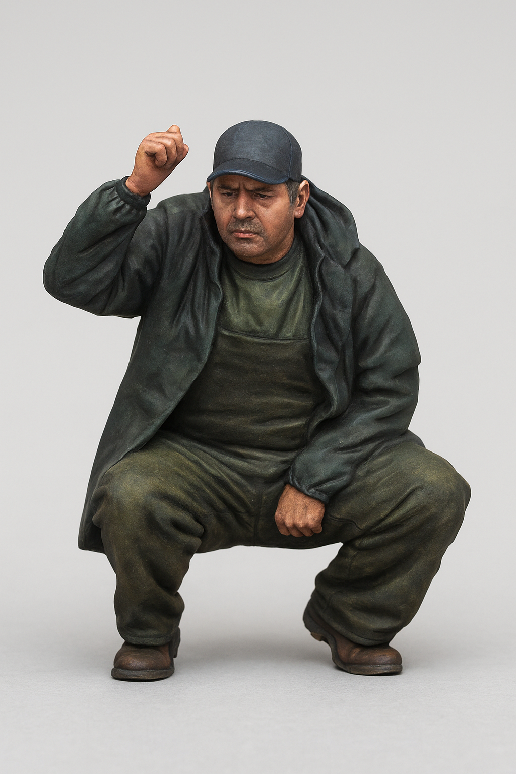 TG41 – Modern Fisherman Crouching  | Scale Model Figure for Boats