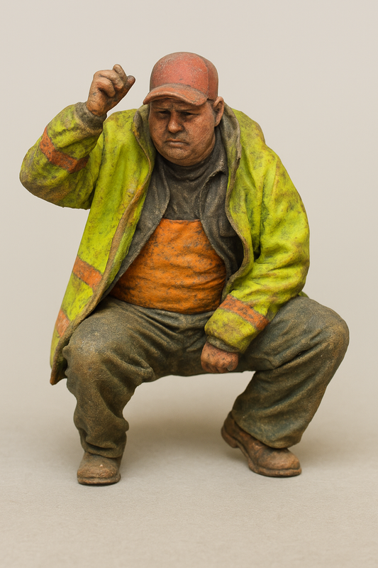 TG41 – Modern Fisherman Crouching  | Scale Model Figure for Boats