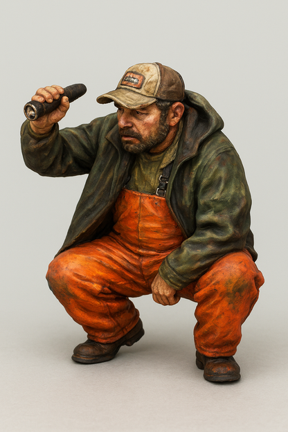 TG41 – Modern Fisherman Crouching  | Scale Model Figure for Boats