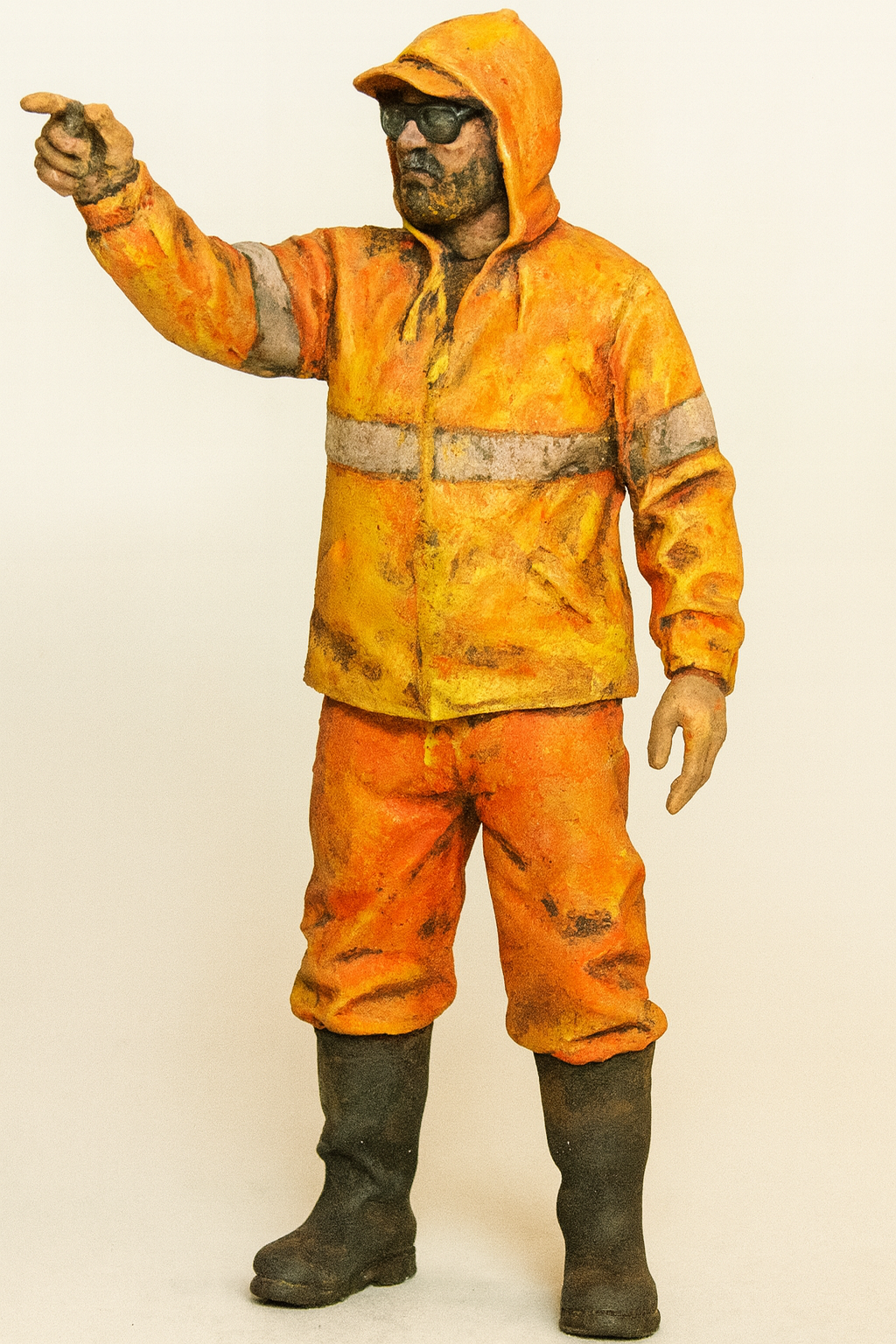 TG44 – Modern Fisherman Deck Crew Figure  Waterproof Gear with Hood Up