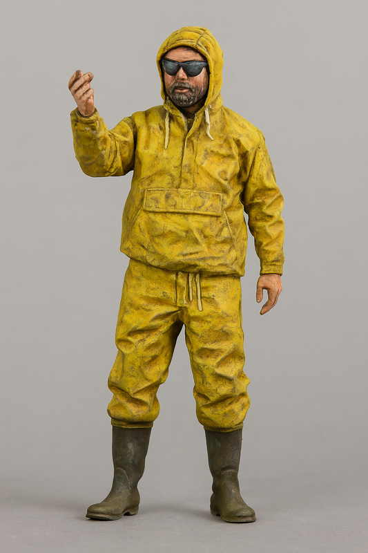 TG44 – Modern Fisherman Deck Crew Figure  Waterproof Gear with Hood Up