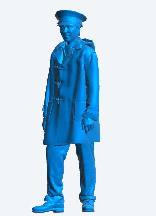 TG53 – 1/24 Naval Crew Officer in Duffle Coat | Relaxed Pose Scale Model Figure for RC Ships and Dioramas