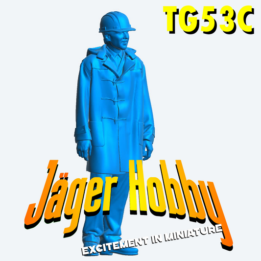 TG53C – Modern Crewman in Hard Hat & Duffle Coat | 1:30 Scale Figure for Workboats, Trawlers & RC Ships