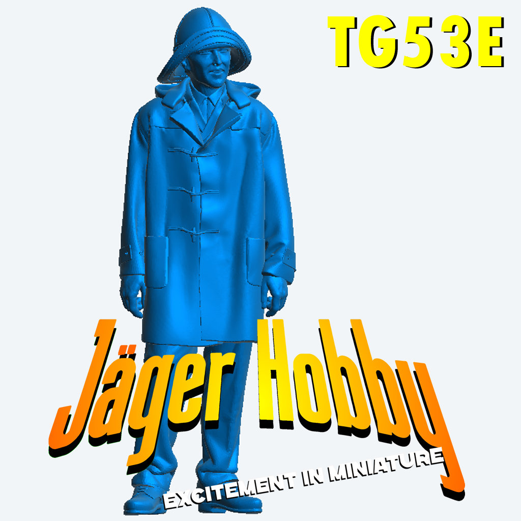 TG53E – Royal Navy Crew Figure in Sou’wester & Duffle Coat | 1:48 Scale for Armed Trawlers, MTBs & Coastal Ships