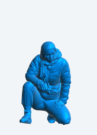TG56 Female Yacht Crew Scale Model Figure – Crouching in Padded Waterproof Jacket