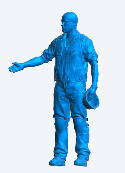 TG58 Dockyard / Tug Crew / Construction Worker Scale Model Figure – Bald, Bearded, Wearing Full Safety Harness