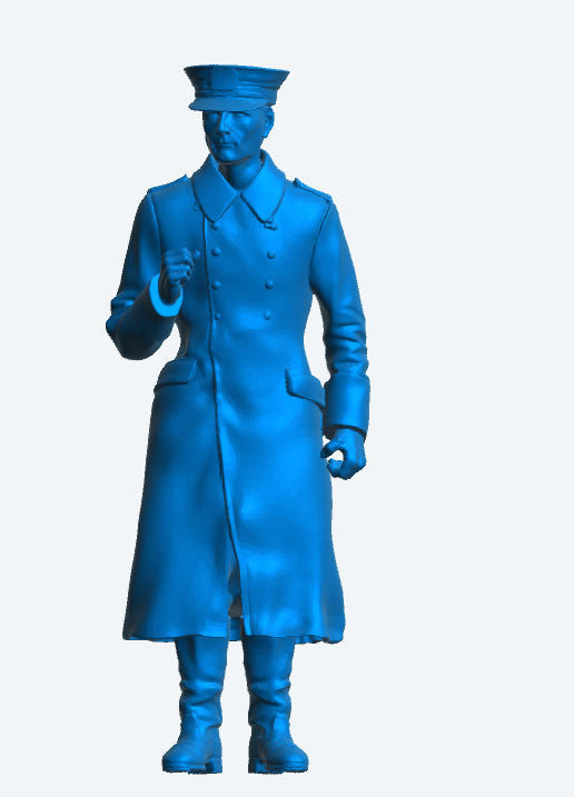 TG60 Naval Officer Scale Model Figure – In Oilskin Coat, Attentive Pose, Holding Object in Right Hand (Copy)