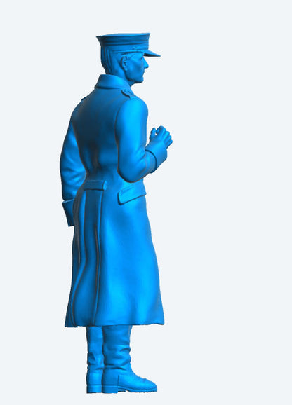TG60 Naval Officer Scale Model Figure – In Oilskin Coat, Attentive Pose, Holding Object in Right Hand (Copy)
