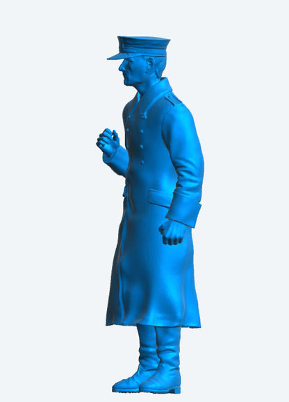 TG60 Naval Officer Scale Model Figure – In Oilskin Coat, Attentive Pose, Holding Object in Right Hand (Copy)