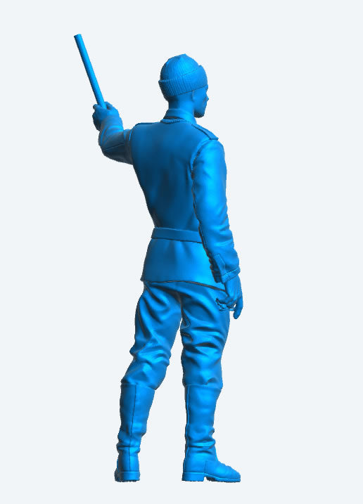 TG61 Vosper MTB Coastal Forces Crew Figure – 1/24 Scale, Holding Flare or Flag, in Work Uniform with Wool Cap and Seaboots