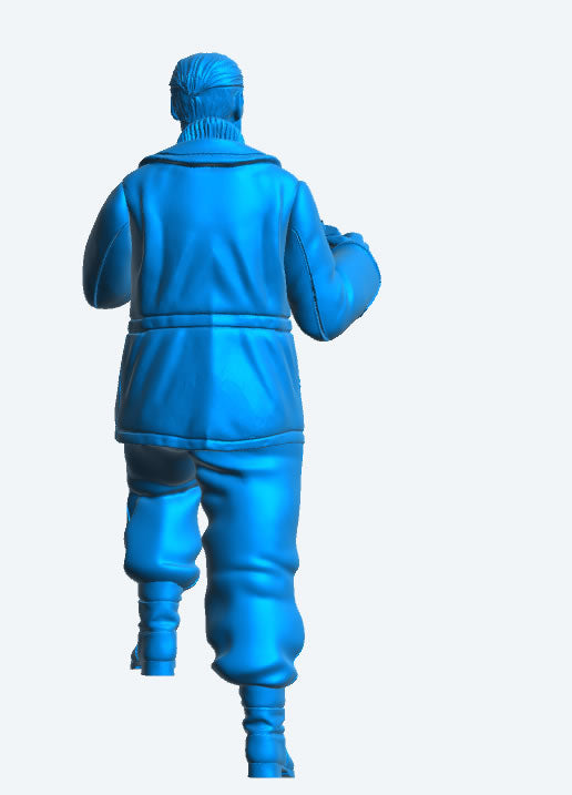 TG64B 1/32 Vosper MTB Model Crew Figure – Smoking Pipe, Holding Binoculars, Submariner Sweater, Bearded, One Foot Raised