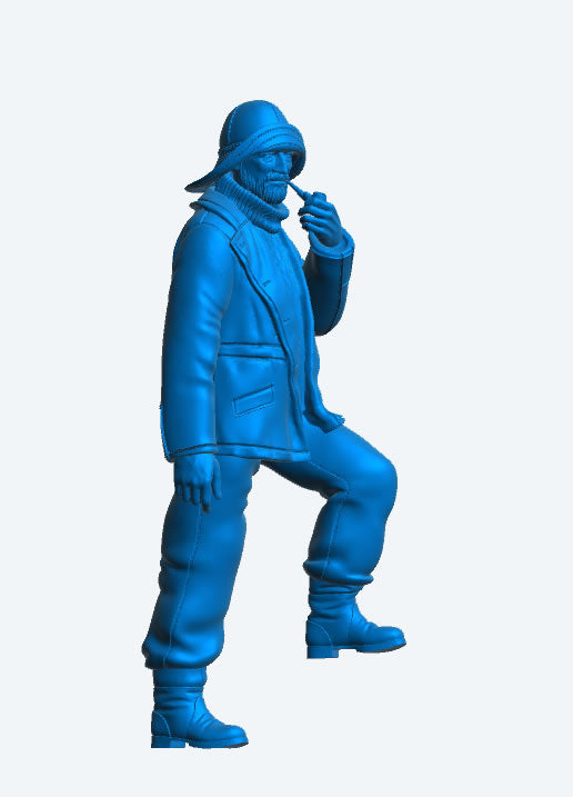 TG64C 1/15 Scale Billings Crew Figure – Bearded Sailor in Sou’wester Hat, Smoking Pipe, Holding Binoculars, Submariner Sweater, One Foot Raised