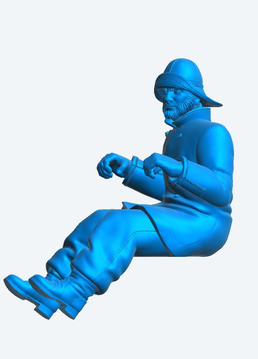 TG65 Navy Lifeboat Seated Deck Crew Gunner – Rowing Pose in Oilskins and Sou’wester Hat