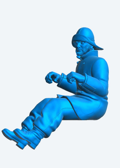 TG65 Navy Lifeboat Seated Deck Crew Gunner – Rowing Pose in Oilskins and Sou’wester Hat