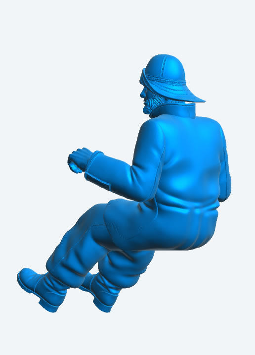 TG65 Navy Lifeboat Seated Deck Crew Gunner – Rowing Pose in Oilskins and Sou’wester Hat