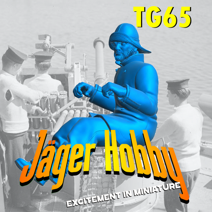 TG65 Navy Lifeboat Seated Deck Crew Gunner – Rowing Pose in Oilskins and Sou’wester Hat