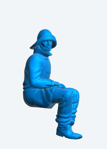 TG66 Seated Sailing Ship Crew Figure – Oilskin Coat, Sou’wester Hat, and Sea Boots