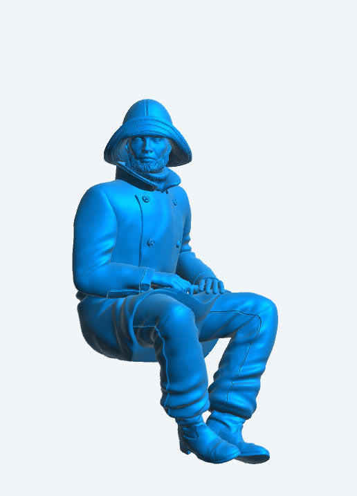 TG66 Seated Sailing Ship Crew Figure – Oilskin Coat, Sou’wester Hat, and Sea Boots